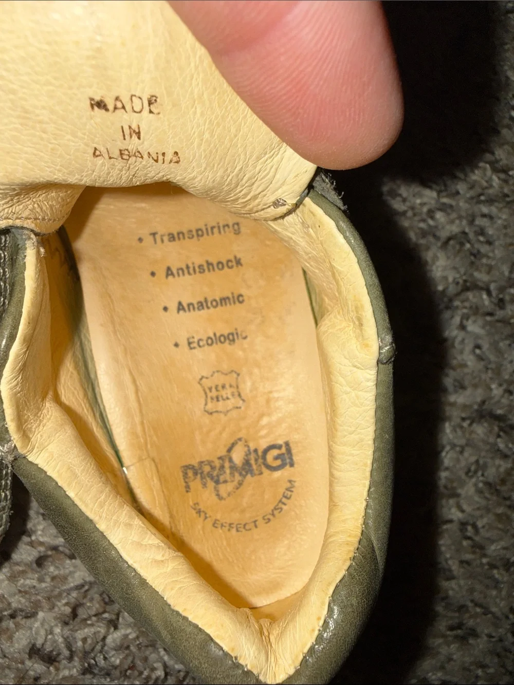 Primigi Olive Green and Brown Leather Baby Walker Shoes